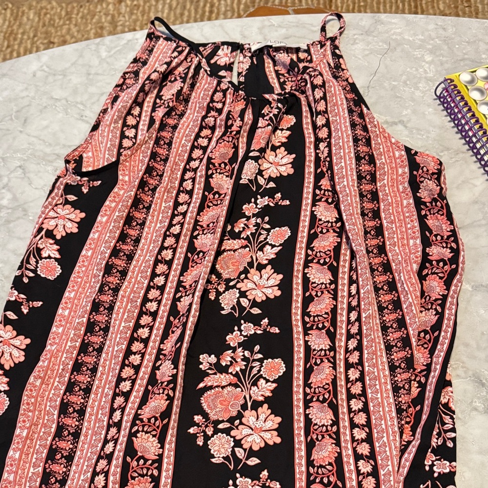 LOFT Floral Striped Sleeveless Top